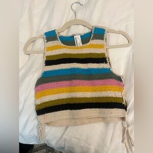 Zara striped crochet cropped tank top